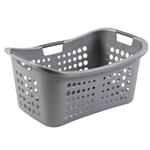 Curver Wäschekorb Victor, 50 l, silber-grau, mit ergonomischer Form und Griffen.