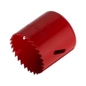 Rote LUX Lochsäge, 44 mm Durchmesser, für Bohrmaschinen.