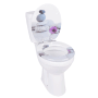 Sinobath WC-Sitz Oval mit Zen Wellness Motiv: gestapelte Steine und lila Blume. Mit Absenkautomatik.