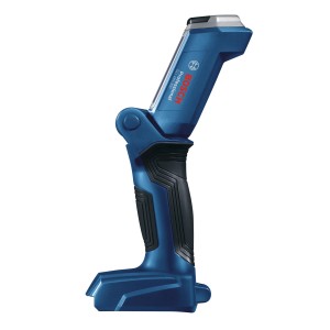 Bosch Professional Akku-Lampe GLI 18V-300 Solo, blaue Handleuchte mit schwarzem Griff.