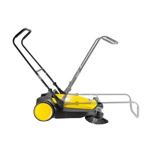 Kärcher Kehrmaschine S6 Twin, gelb/schwarz, mit zwei Seitenbesen und verstellbarem Schubbügel.