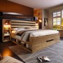 okwish Holzbett 160x200cm mit LED USB Stauraum Kopfteil Schlafzimmer Eiche ohne Matratze_6