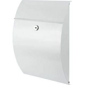 Weißer Burg-Wächter Briefkasten Capri 813 aus Stahlblech mit Schloss.