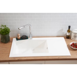Respekta Einbauspüle Denver, 86x50 cm, Weiß. Mineralite Spüle für moderne Küchen.