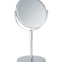 Wenko Kosmetikspiegel Assisi, Chrom glänzend, Standspiegel mit runder Spiegelfläche und 3-fach Vergrößerung.
