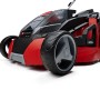 Einhell Akku-Rasenmäher GE-CM 43 Li, rot/schwarz, mit großem Rad und Fangkorb.