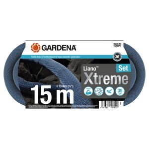 Gardena Liano Xtreme Textilschlauch-Set, 15 m, flexibler Gartenschlauch mit Zubehör.