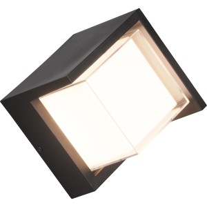 Moderne, eckige LED-Außenwandleuchte Puno in Schwarz matt. Quadratische Form, warmweißes Licht.