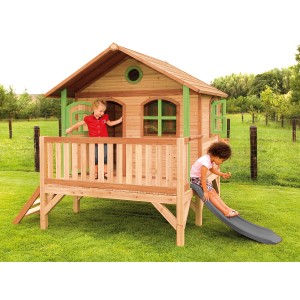 Axi Spielhaus Stef Braun/Grün mit Rutsche Grau 349 x 212 x 212 cm FSC®