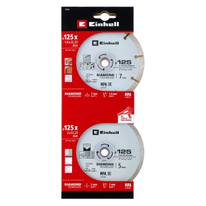Einhell Diamant Trennscheiben-Set 2-tlg. für Winkelschleifer: Segment- und Ganzrand-Scheibe für Beton, Fliesen.