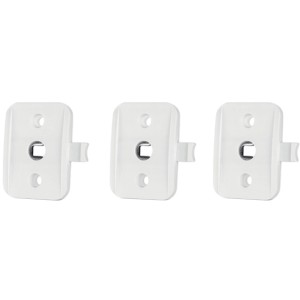 Drei weiße Reer WinLock Fenstersicherungen zum Schutz von Kindern.