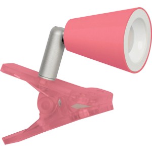 Pinke LED-Klemmleuchte von jedi, ideal für Schreibtisch oder Werkbank. Clip-Leuchte mit warmweißem Licht.