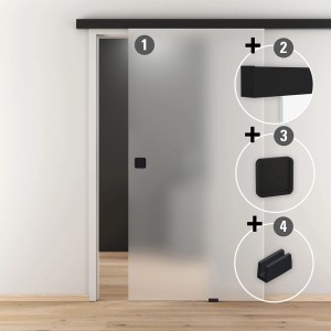 Glasschiebetür-Set Nova 501 Black mit Softeinzug und Griffmuschel, 190 cm. Glastür für mehr Helligkeit.