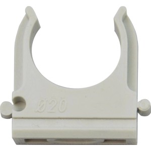 E2 Elektro Klemmschelle 20 mm, hellgrau, zur Befestigung von Elektro-Installationsrohren.