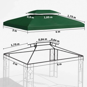 Outsunny Ersatz-Vordach 180g/m² Polyeser 3 x 4 m