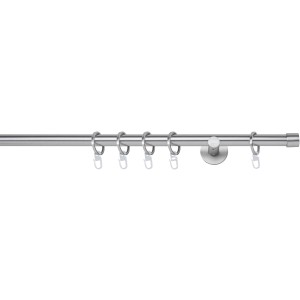 Mydeco Gardinenstange Edelstahl, 100 cm mit Endstück Cap, Ringe und Träger.