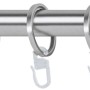 Mydeco Gardinenstange Edelstahl, 100 cm mit Endstück Cap, Ringe und Träger.