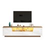 okwish TV Schrank mit LED Schubladen Hochglanz Lowboard Wohnzimmer 180x40x46cm Weiß_9