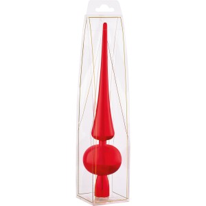 Rote Baumspitze (30 cm) aus Kunststoff, glänzender Christbaumschmuck für festliche Weihnachtsbaum-Deko.