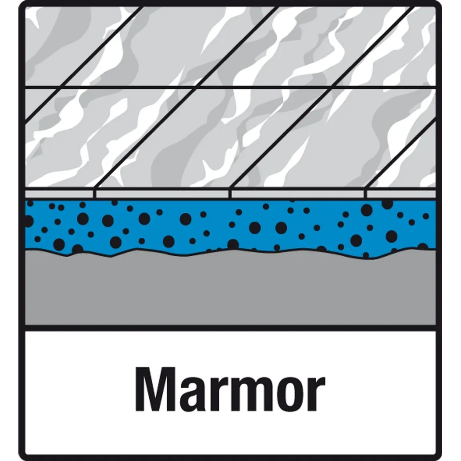 Illustration: Verlegung von Marmorfliesen mit Fliesenkleber S1 Flex Naturstein.