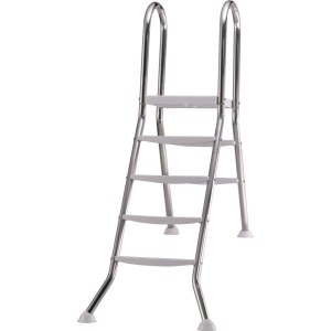 Steinbach Aufstellbeckenleiter aus Edelstahl mit 4+2 Stufen für Pools bis 120cm Höhe.