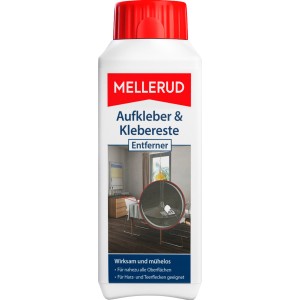 Mellerud Aufkleber- und Kleberesteentferner, 250ml Flasche für die Reinigung und Pflege.