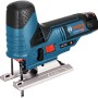 Bosch Professional Akku-Stichsäge GST 12 V-70 in Blau-Schwarz mit Sägeblatt. Präzise Schnitte für Holz & Metall.
