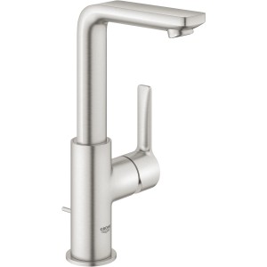 Grohe Lineare Waschtischarmatur L-Size in Supersteel für moderne Badezimmer.