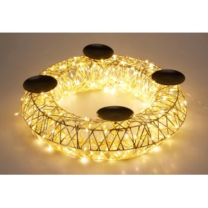 LED-Adventskranz Eisen 38 cm x 10 cm Gold