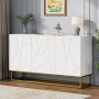 okwish Sideboard mit 4 Fächern Stauraum Esszimmer 130x38x76cm Weiß_6