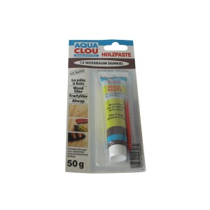 Clou Holzpaste Nussbaum Dunkel 50g, gebrauchsfertige Holzspachtelmasse für Reparaturen im Innenbereich.