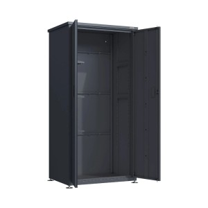 Offener Weka Metall-Terrassenschrank Gary 2 in Anthrazit, 90x65x187 cm, mit Regalböden.