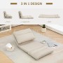 HOMCOM Bodenstuhl, beige, 3-in-1 Design: Stuhl, Liegestuhl, Bett. Verstellbare Rückenlehne, klappbar, gepolstert.