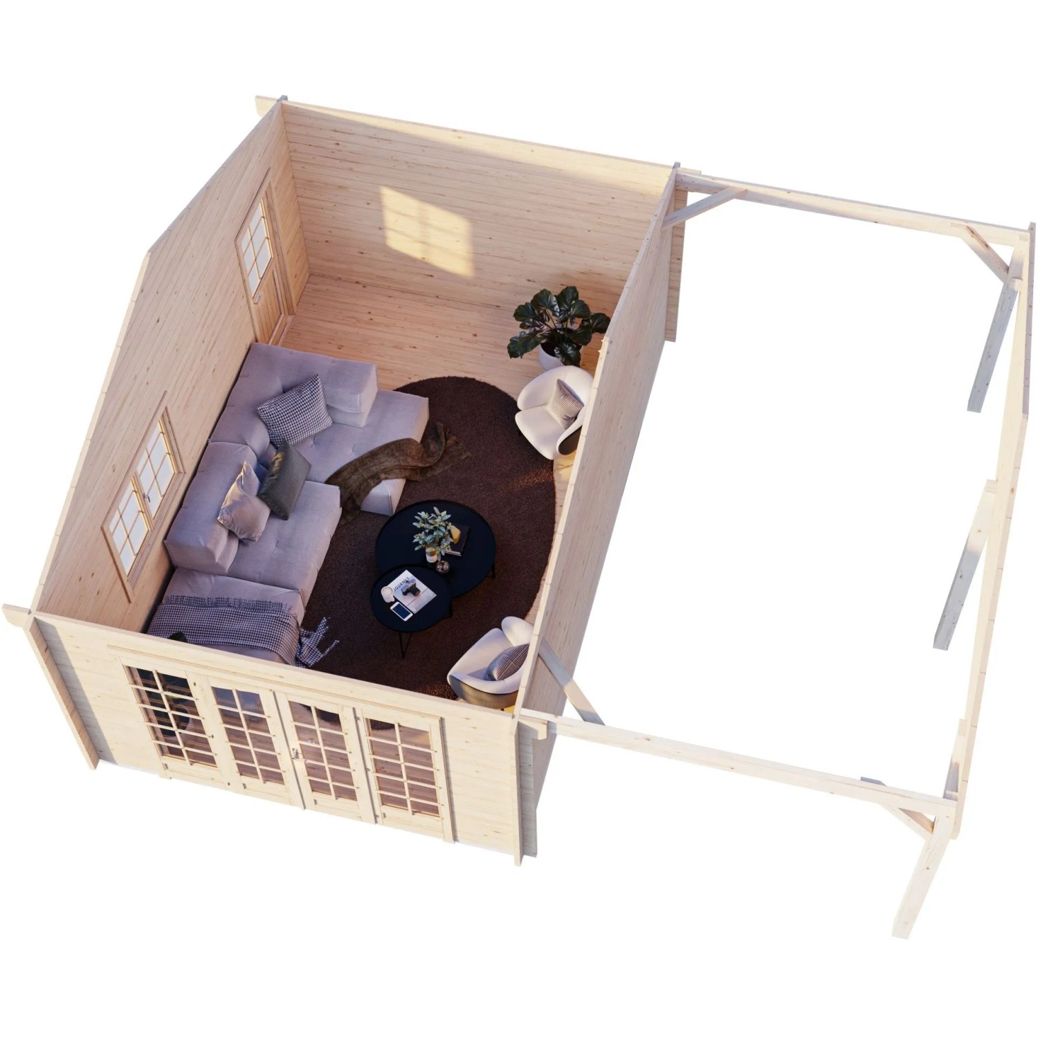 Palmako Gartenhaus Irene 653 x 550 cm Lackiert Dunkelgrau-Weiß FSC®_3