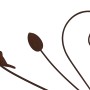 Detailansicht Rosenbogen aus Metall mit Blatt-, Rosen- und Vogeldesign in Rostoptik.