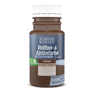Schöner Wohnen Voll- und Abtönfarbe Torfbraun, 125ml Flasche.