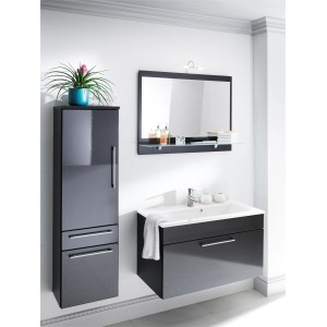 Posseik Bad-Hochschrank Heron, anthrazit, 40 cm breit, mit zwei Schubladen und Softclose.