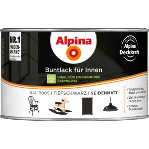 Alpina Buntlack für Innen Tiefschwarz seidenmatt 300 ml