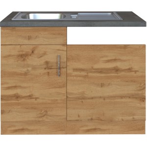 Held Möbel Spülzentrum Sorrento, 110 cm, Wotaneiche Dekor mit Spüle und Tür.