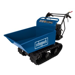 Scheppach Dumper DP450 Transportmulde, blaue Mulde mit Kettenantrieb für bis zu 400 kg Last.