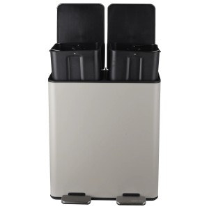 Spirella Kosmetikeimer Aliya, 2x20L, Taupe Matt, mit zwei Fächern zur Mülltrennung.