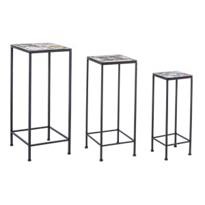 Yes Blumentisch-Set Paloma, 3 Tische mit bunten Keramikplatten im Fliesenstil.