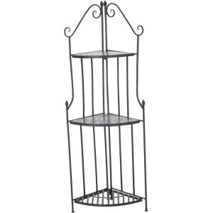 Siena Garden Eckregal Como Stahl 63 cm x 29 cm x 142 cm Grau Mosaik