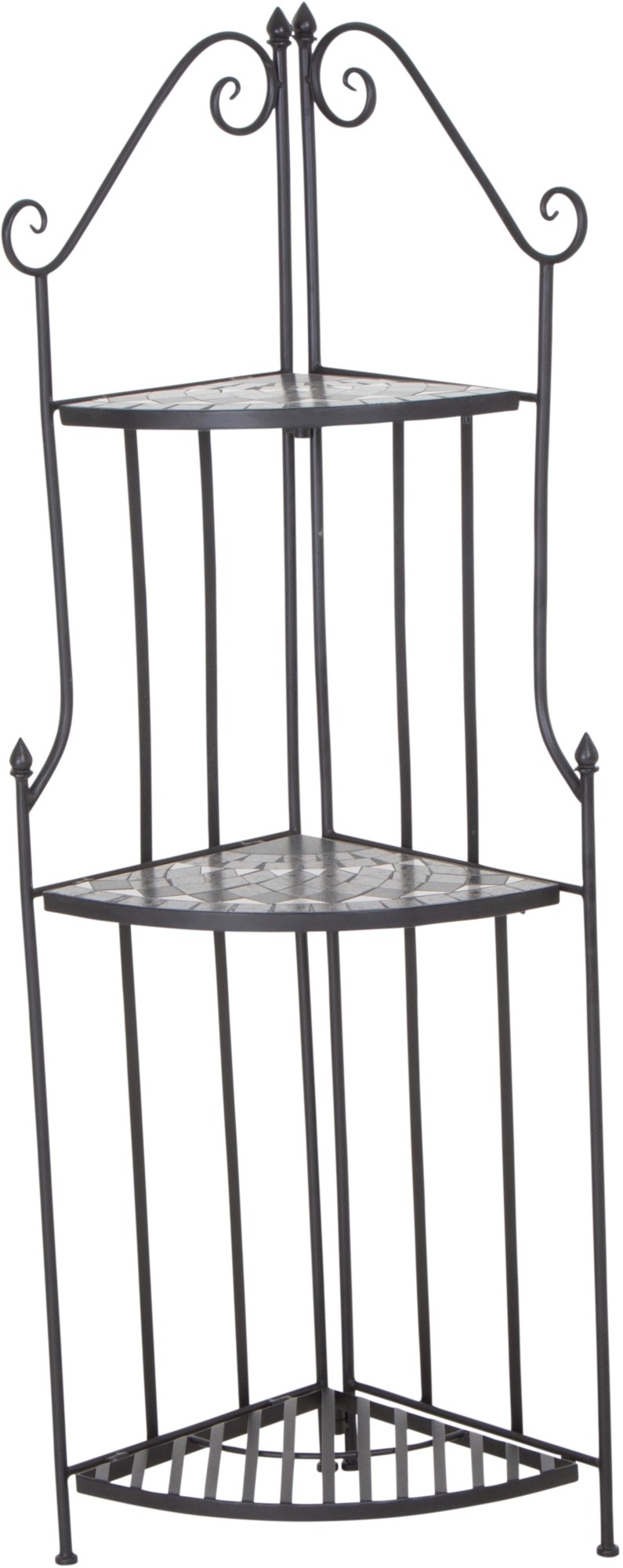 Siena Garden Eckregal Como Stahl 63 cm x 29 cm x 142 cm Grau Mosaik
