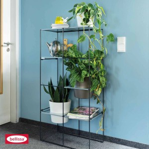 Bellissa Vertikales Pflanzregal Filo 2x4 mit Pflanzen und Deko, Stahlrahmen, flexibel einsetzbar.