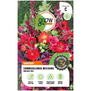 GROW by OBI Sommerblumen Mischung Vintage Red, Saattüte mit roten Sommerblumen.
