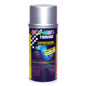 Dupli-Color Supertherm Lackspray Silber, hitzebeständig bis 800°C für Auspuffe und Motoren.