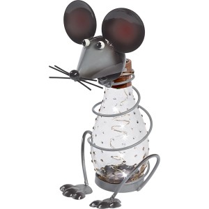 LED-Solarleuchte Bardi Maus aus Glas und Metall, Deko für den Garten.