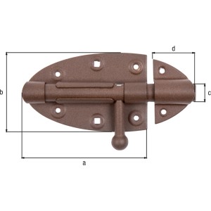 Duravis Bolzen-Schlossriegel in Rostbraun, 112x72x24 mm, für Winkel & Holzverbinder.