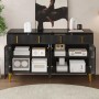 okwish Sideboard mit 4 Türen 4 Schubladen Goldgriffen Wohnzimmer Esszimmer 140x38x82cm Schwarz_6